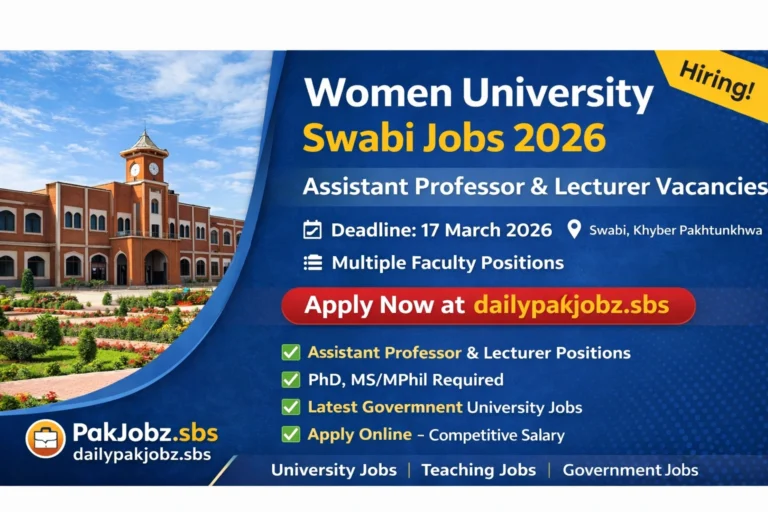 Women University Swabi Jobs 2026