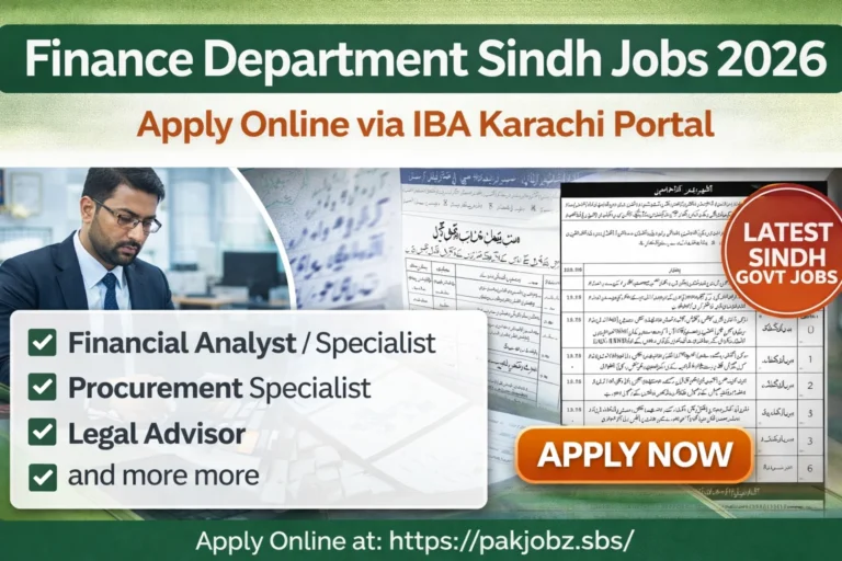 Finance Department Sindh Jobs 2026