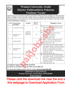 Women University Swabi Jobs 2026