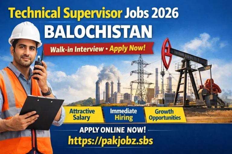 Technical Supervisor Jobs 2026 Balochistan