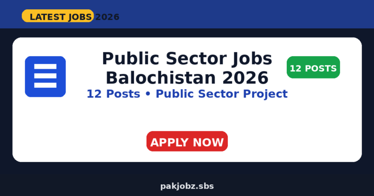 Public Sector Jobs Balochistan 2026